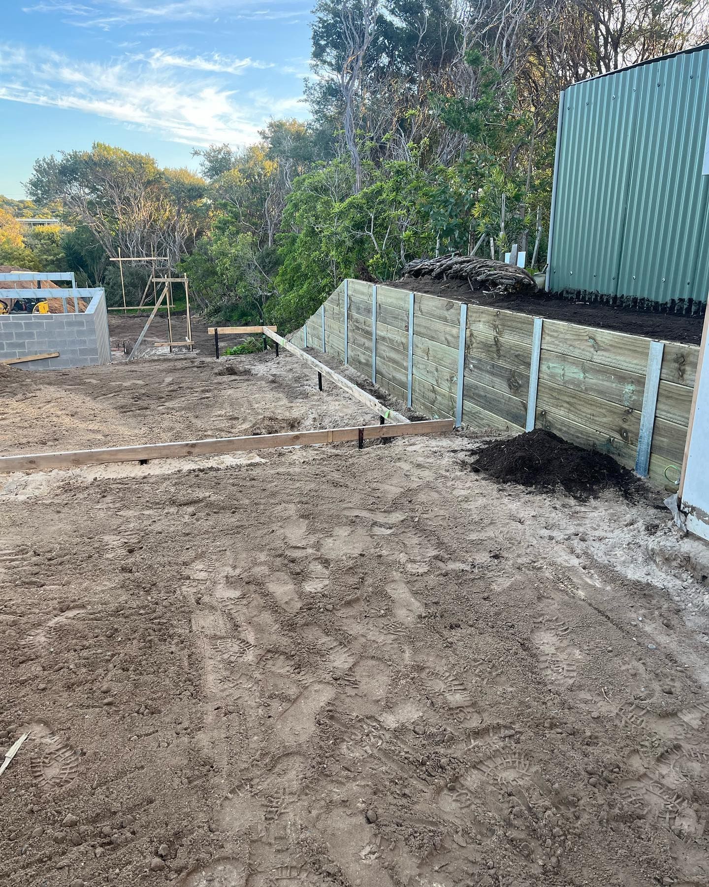retaining wall construction completed
