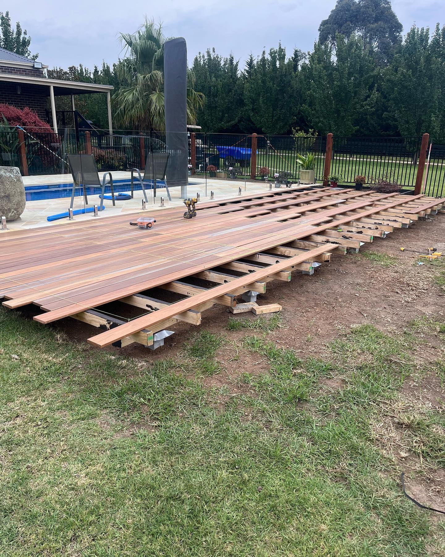 timber pool deck construction