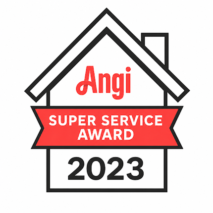 HomeAdvisor badge with “50 reviews” and five gold stars on a gray and white shield icon
