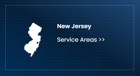 New Jersey service areas graphic with white state outline on a dark blue background.