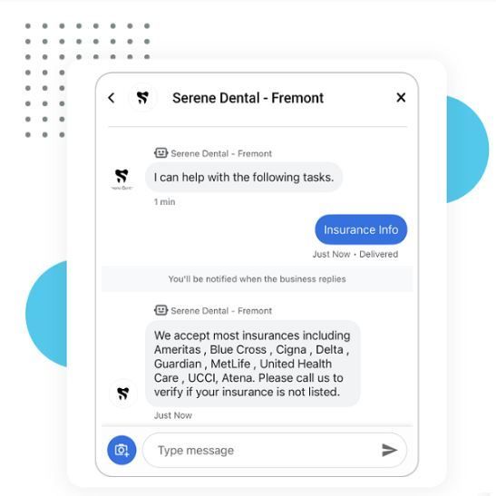 A screenshot of a serene dental app on a phone.