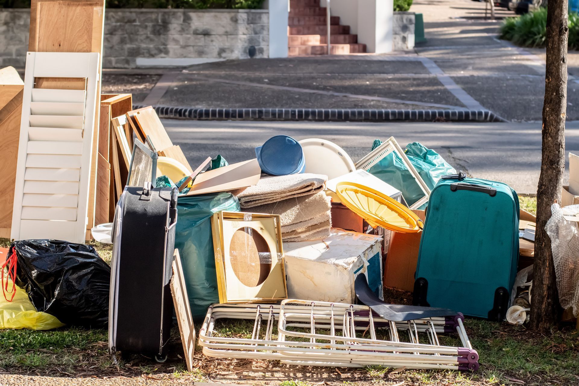 Pile of household junk and clutter awaiting professional junk removal services
