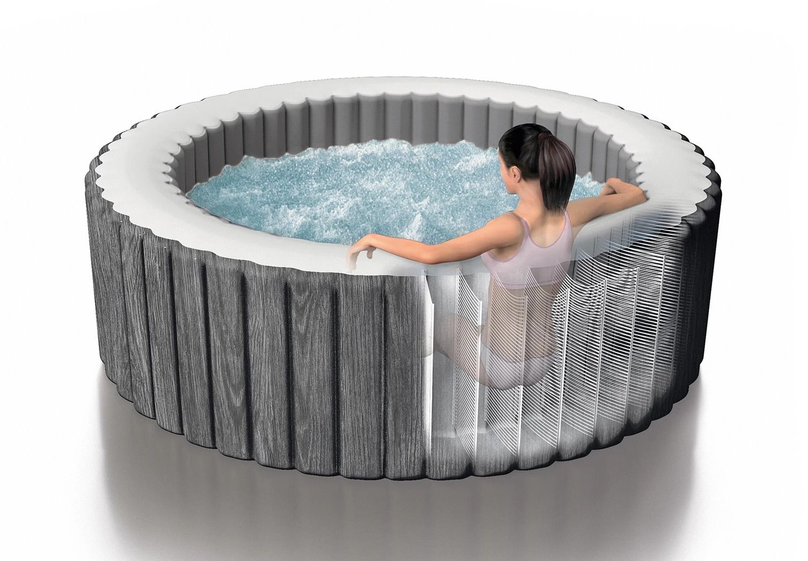 PureSpa Greywood Deluxe Round Inflatable Spa Set - 6 Person