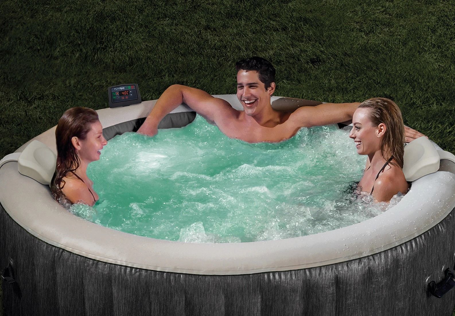 PureSpa Greywood Deluxe Round Inflatable Spa Set - 6 Person