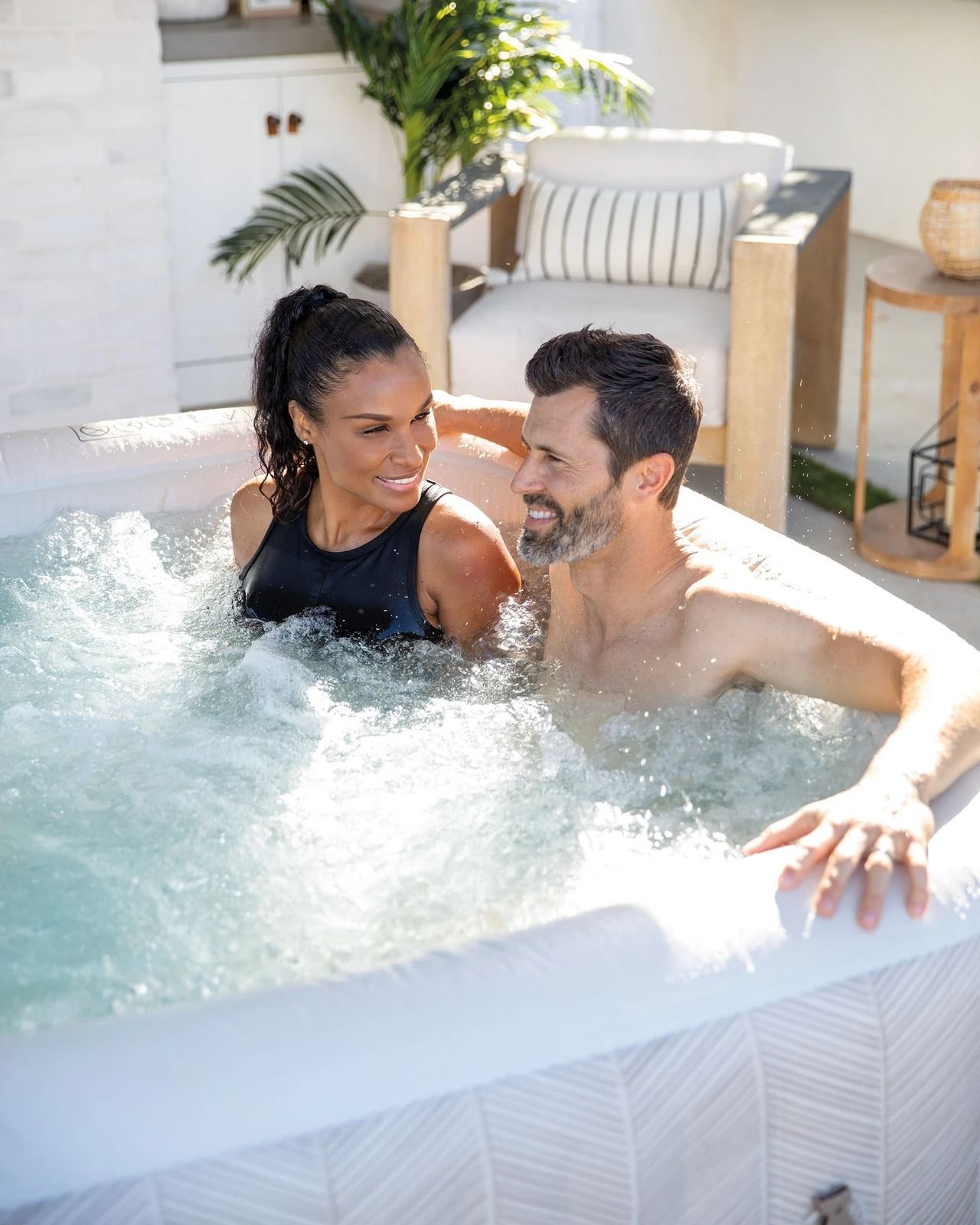  PureSpa™ Chevron Deluxe Square Inflatable Spa Set - 4 Person