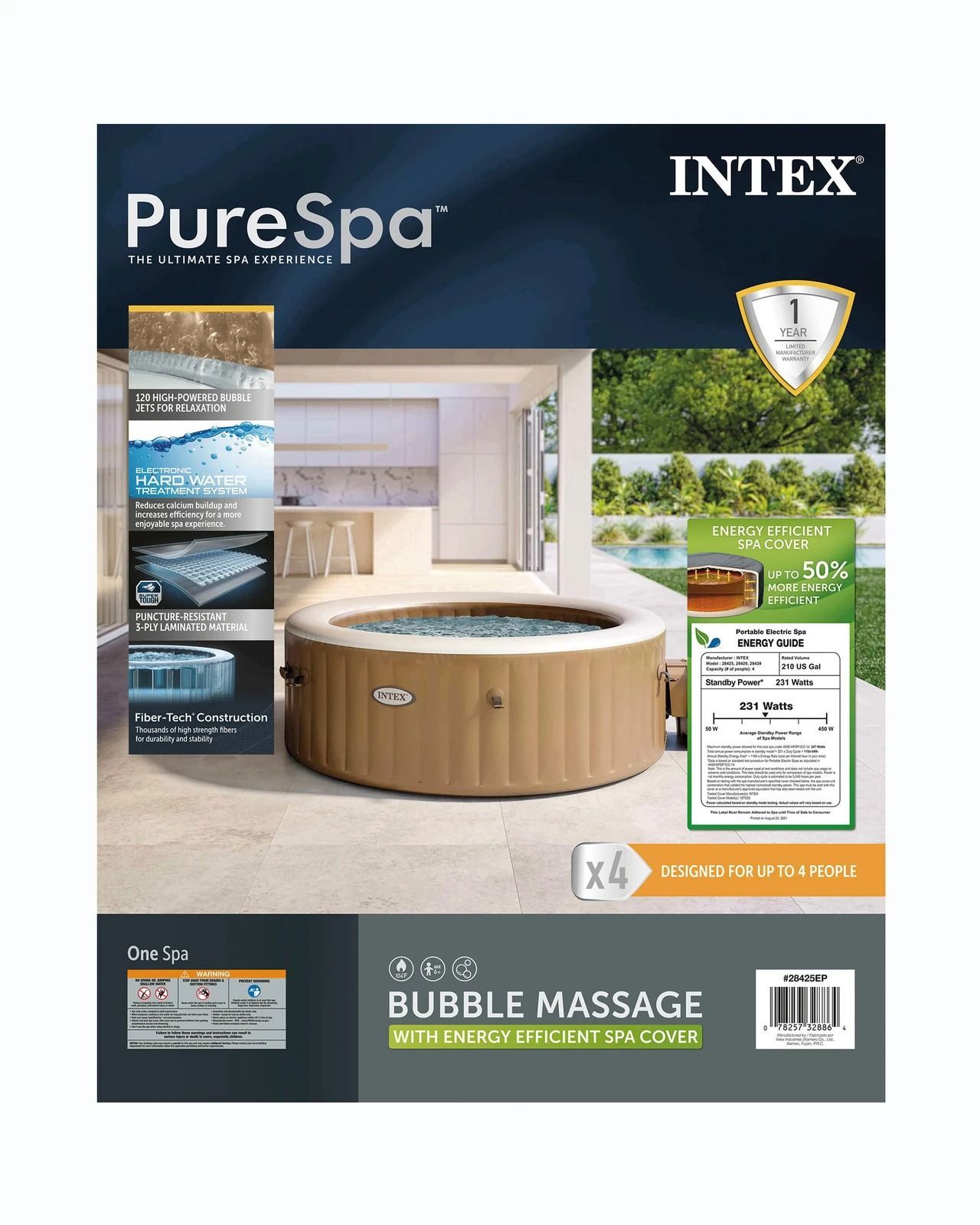  PureSpa Sahara Tan Round Bubble Inflatable Spa Set - 6-Person