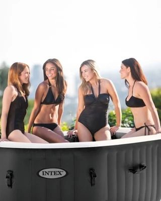 PureSpa Slate Gray Octagon Bubble Inflatable Spa Set - 4 Person