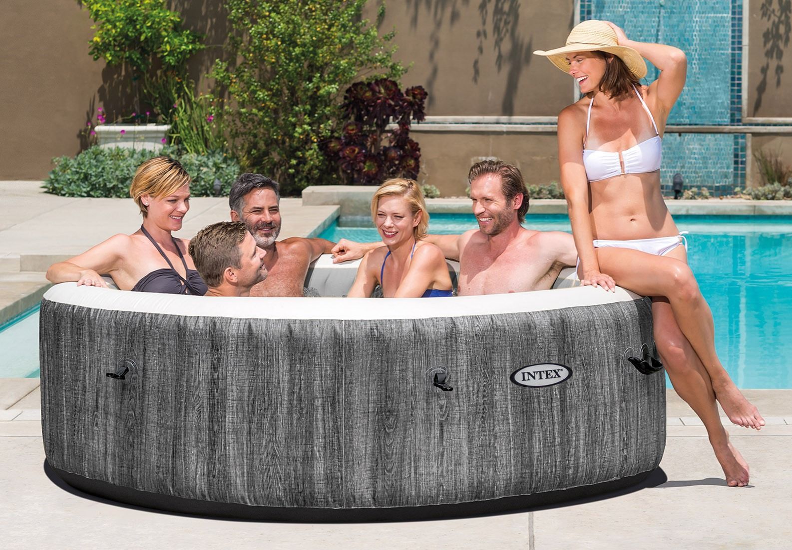 PureSpa Greywood Deluxe Round Inflatable Spa Set - 6 Person