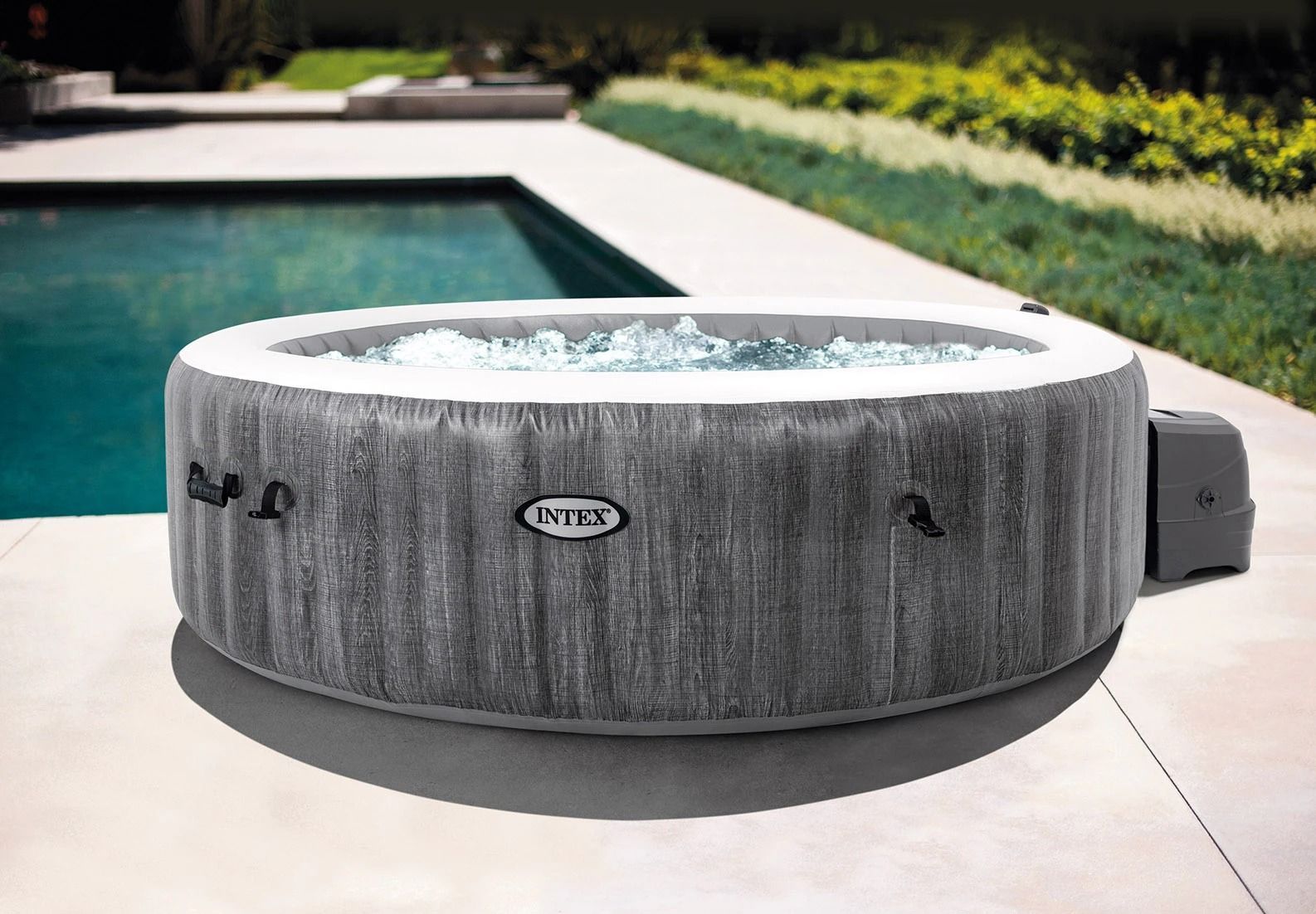 PureSpa Greywood Deluxe Round Inflatable Spa Set - 6 Person