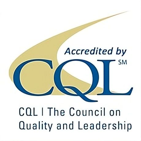 The logo for CQL, which states Accredited by CQL, The Council on Quality and Leadership.
