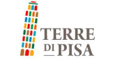 Un logo per terre di pisa con una torre colorata