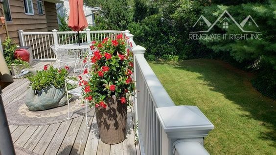 white deck railings