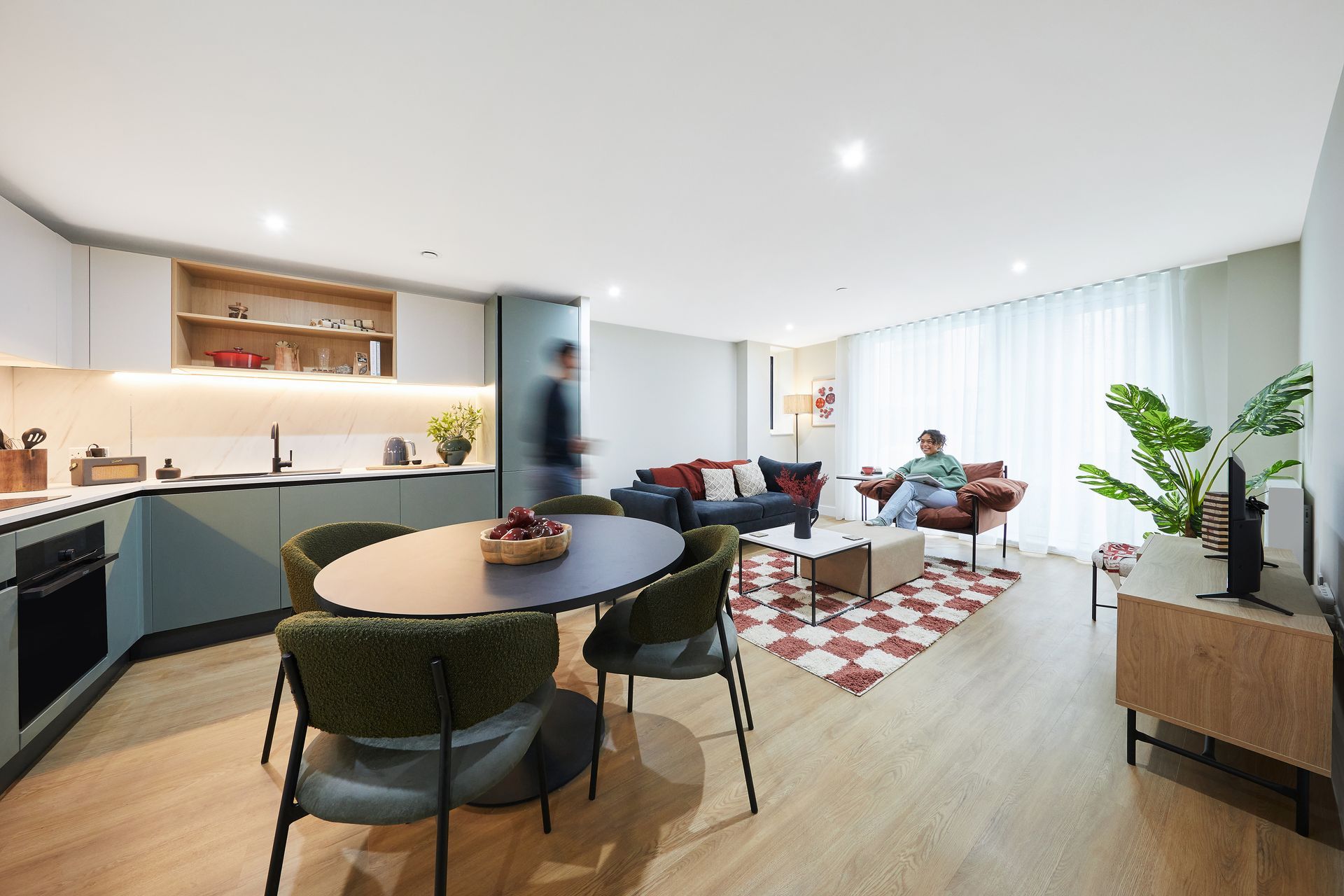 Kitchen and living area at Stafford Yard Bristol.