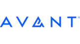 Blue “AVANT” logo on a white background