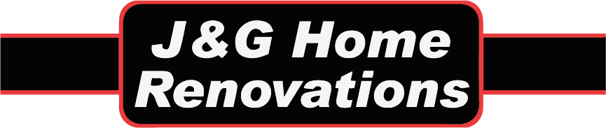 J&G Home Renovations logo in white text on a black and red banner