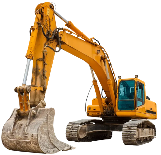 Yellow excavator with a large bucket on tracks.