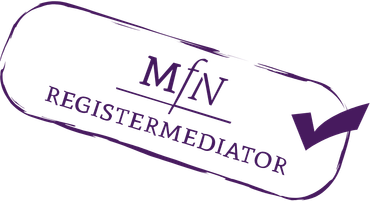 Paars MfN Registermediator-logo met een vinkje in een afgeronde rechthoekige rand.