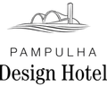 Logotipo do Pampulha Design Hotel com uma ponte estilizada acima do texto em fundo branco.