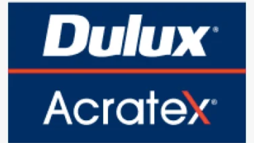 A blue sign that says dulux acratex on it