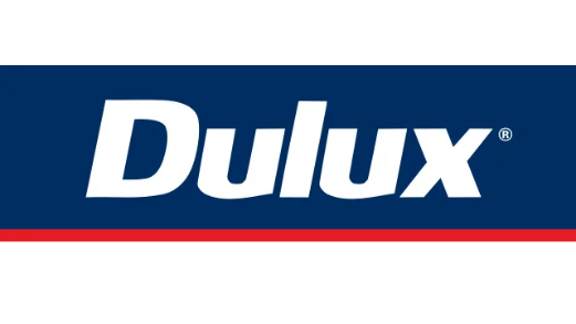 A blue and red sign that says dulux on it
