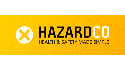 A yellow sign that says hazard co health & safety made simple