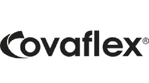 A black and white logo for ovaflex on a white background.
