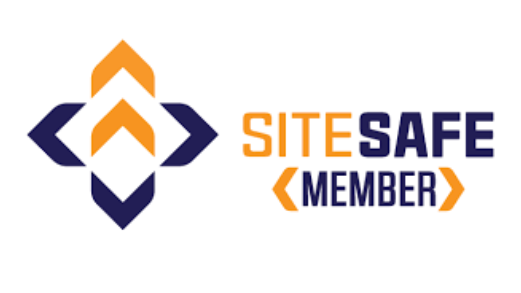 A blue and orange logo for sitesafe member