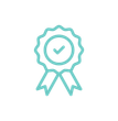 An icon of a ribbon with a check mark in the center.