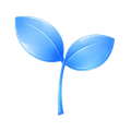 Blue seedling with two leaves.