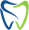 Stylized tooth logo, blue and green, representing dentistry or dental care.