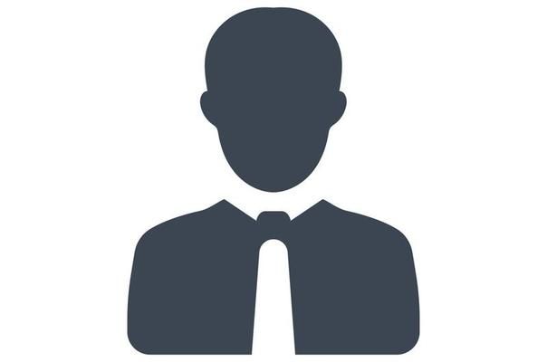 A silhouette of a man in a suit and tie.