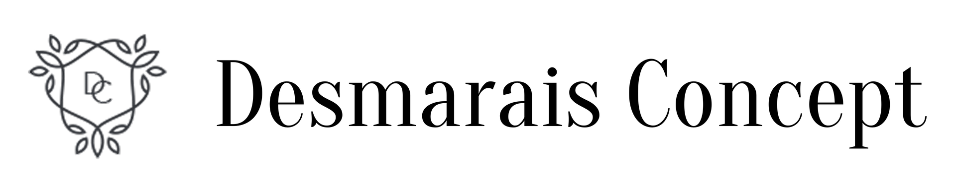 Logo pour Desmarais Concept, une marque avec un emblème décoratif sur la gauche.