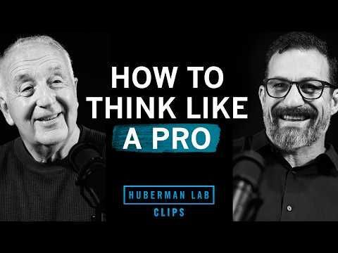 Deux hommes avec des microphones, souriants. Le texte indique « COMMENT PENSER COMME UN PRO » et « Extraits du laboratoire Huberman ».