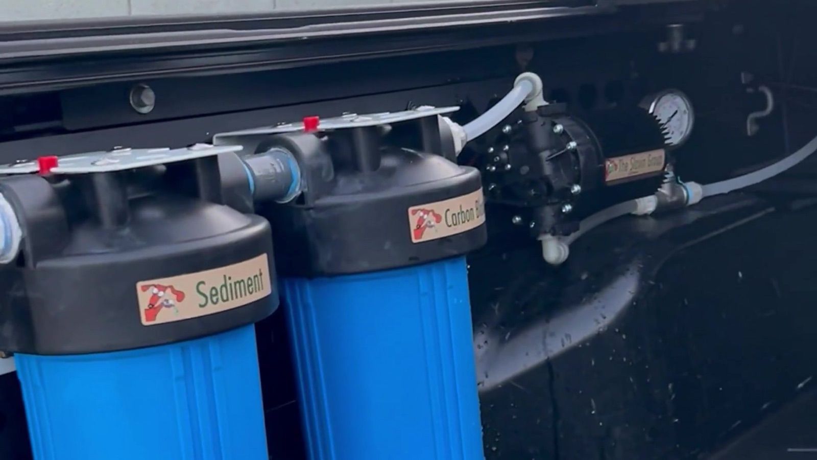 Water filtration rig in the Sunshine truck bed