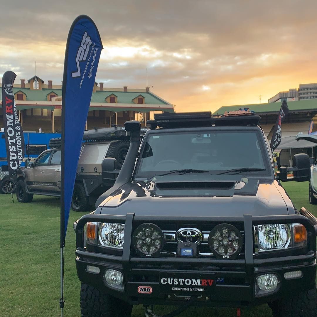 A Black Vehicle With Bull Bars — Custom RV Creations in Sumner, QLD