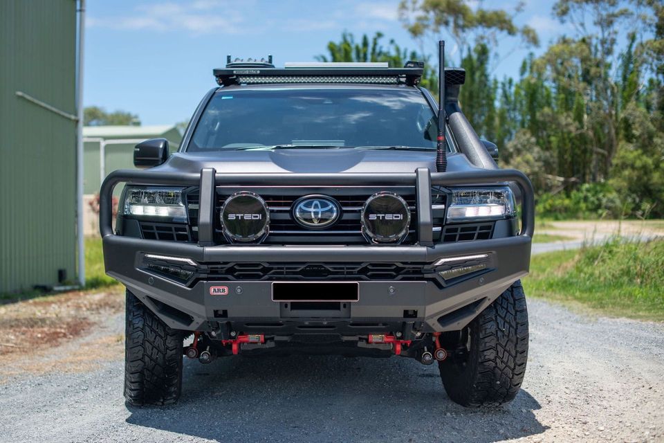 Black Off-road Truck With Bull Bar, Spotlights, and Roof Rack — Custom RV Creations in Sumner, QLD