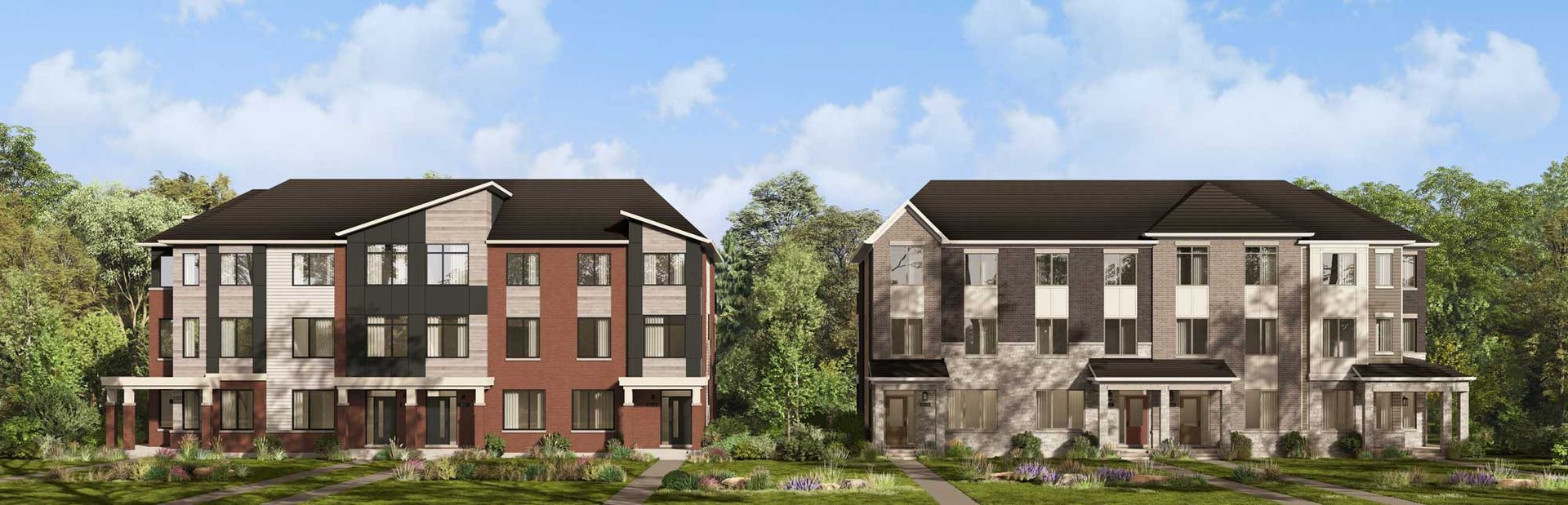 An artist 's impression of a row of houses in a residential area.