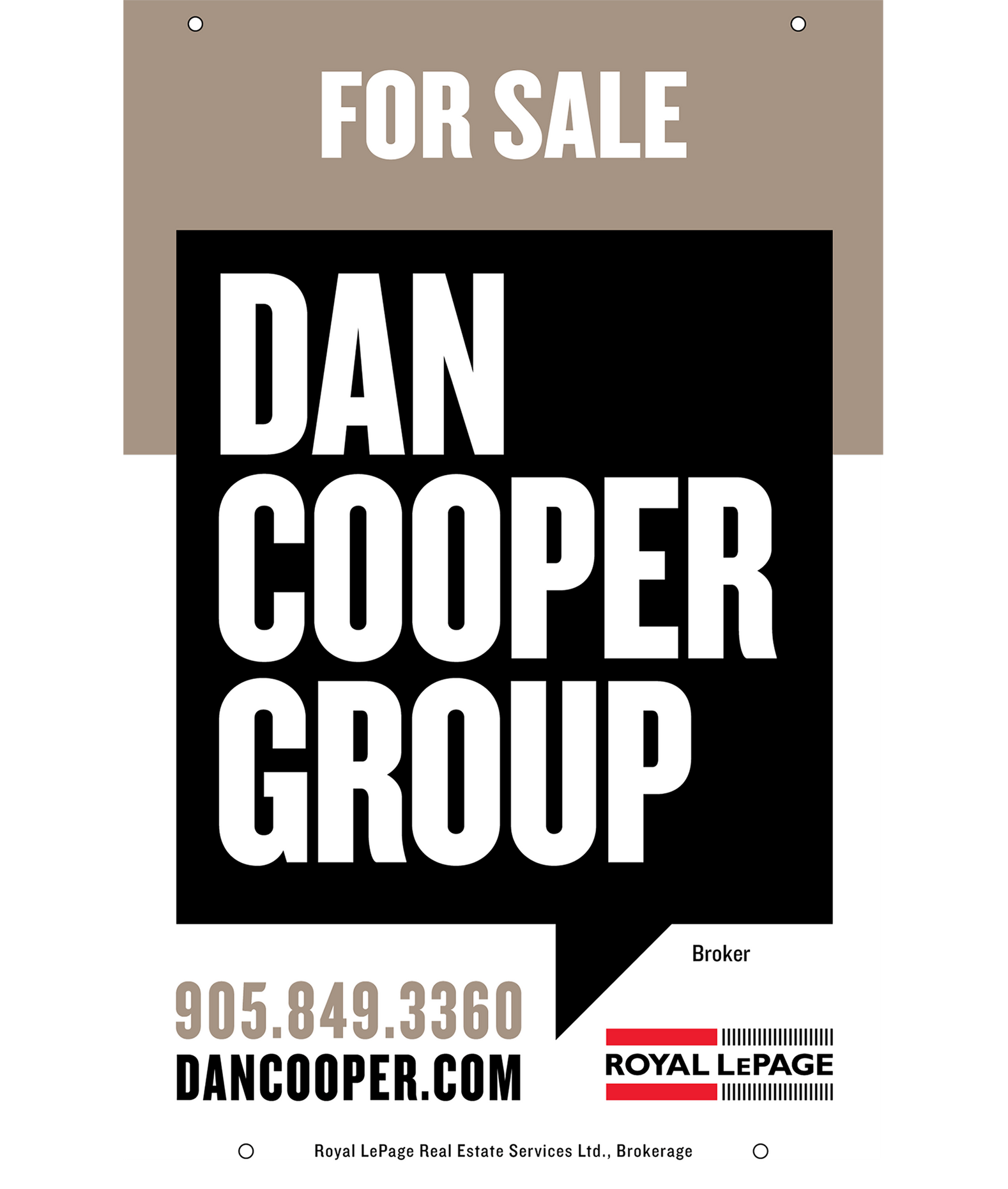 A for sale sign for the dan cooper group.