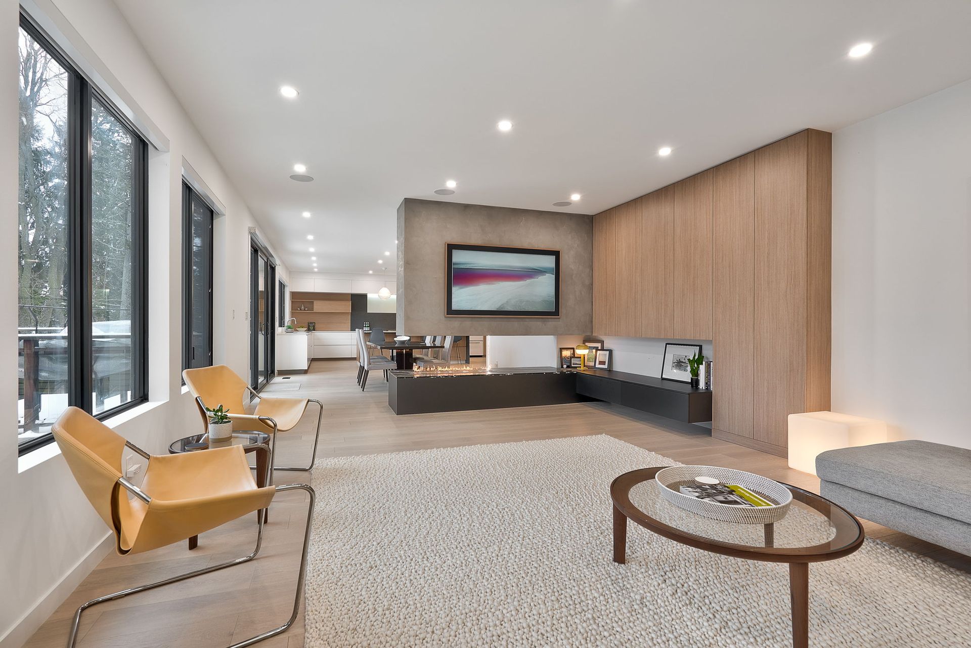 A living room with two chairs and a coffee table