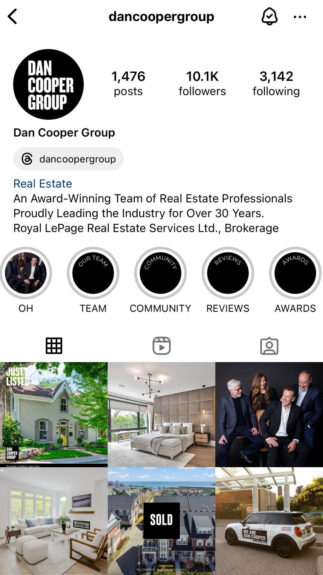 A cell phone with a bunch of pictures on it in Instagram from Dan Cooper Group