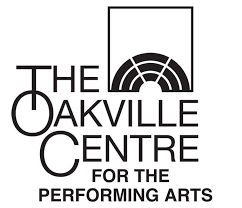 The oakville centre for the performing arts logo is black and white.