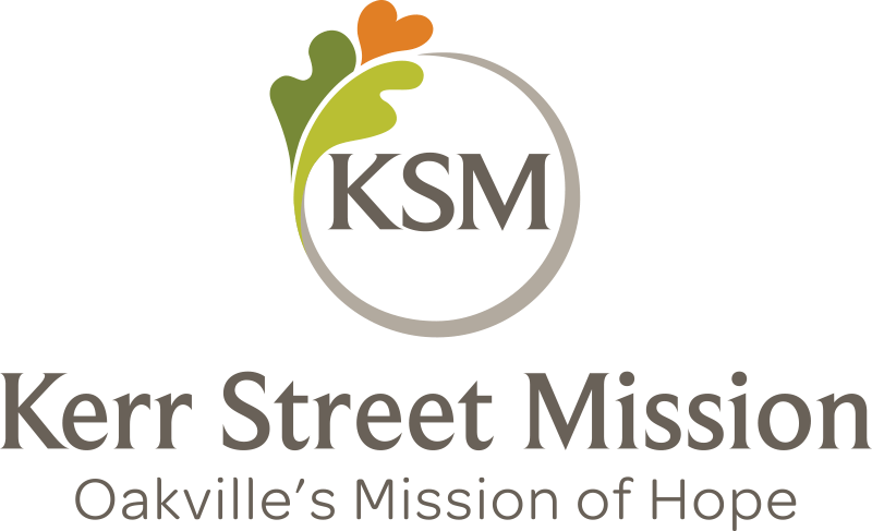 A logo for kerr street mission oakville 's mission of hope.