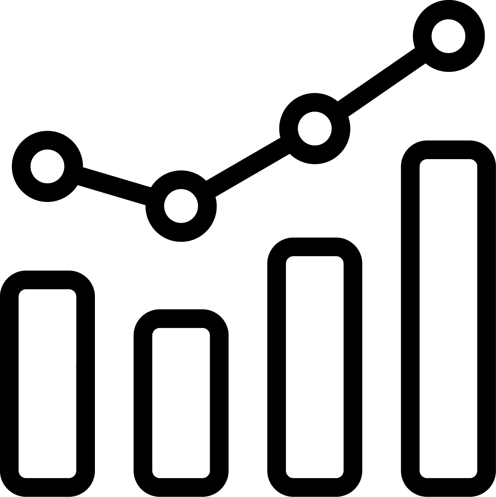 A graph with a line going up and down free icon