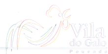 Logotipo com espirais estilizadas de arco-íris e uma flor ao lado do texto “Vila do Ouro” em fundo branco.