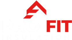 Pro-Fit Insulation — Home Red logo with stylized letter "A" and word "FIT" in red.