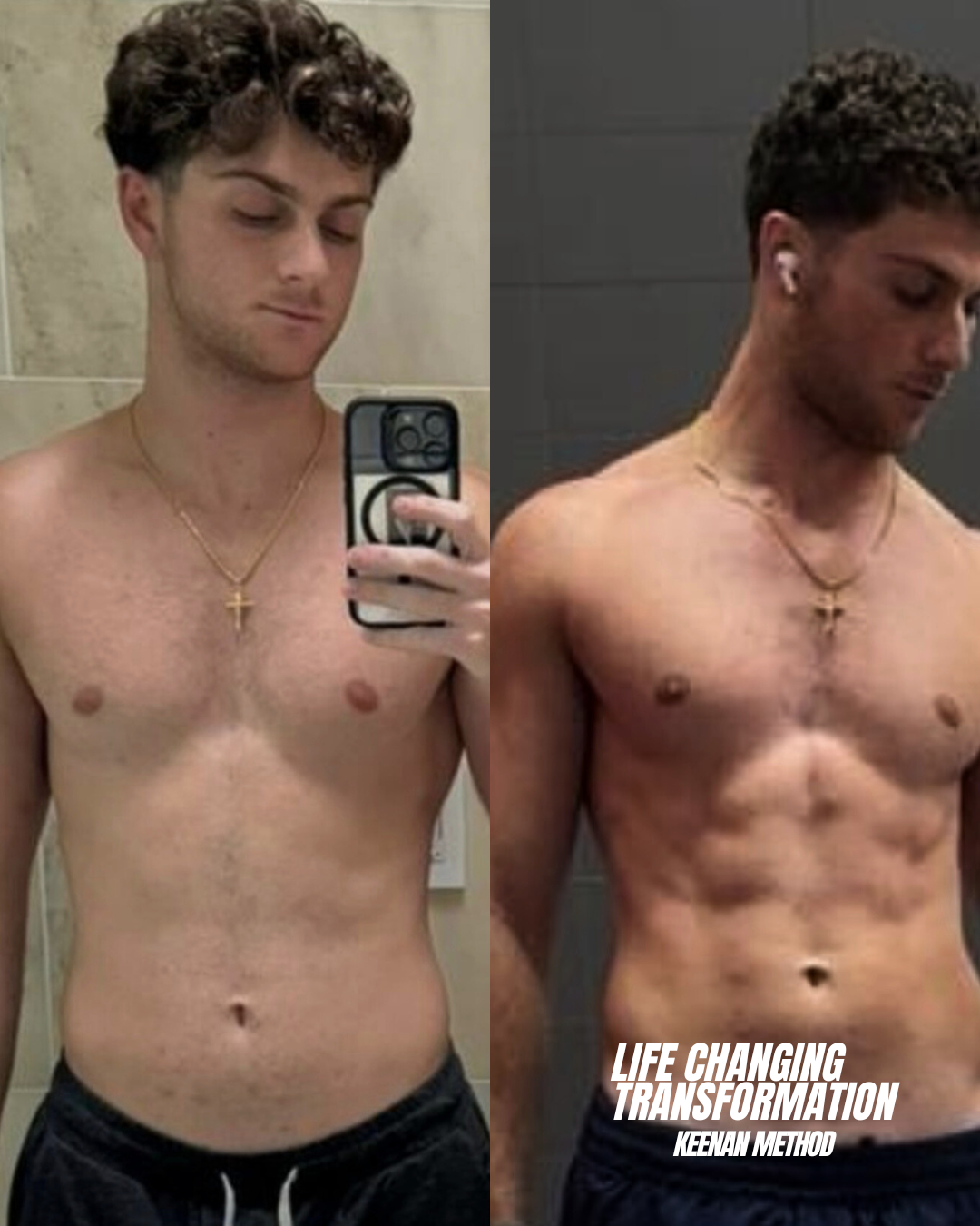 Two pictures of a man before and after losing weight