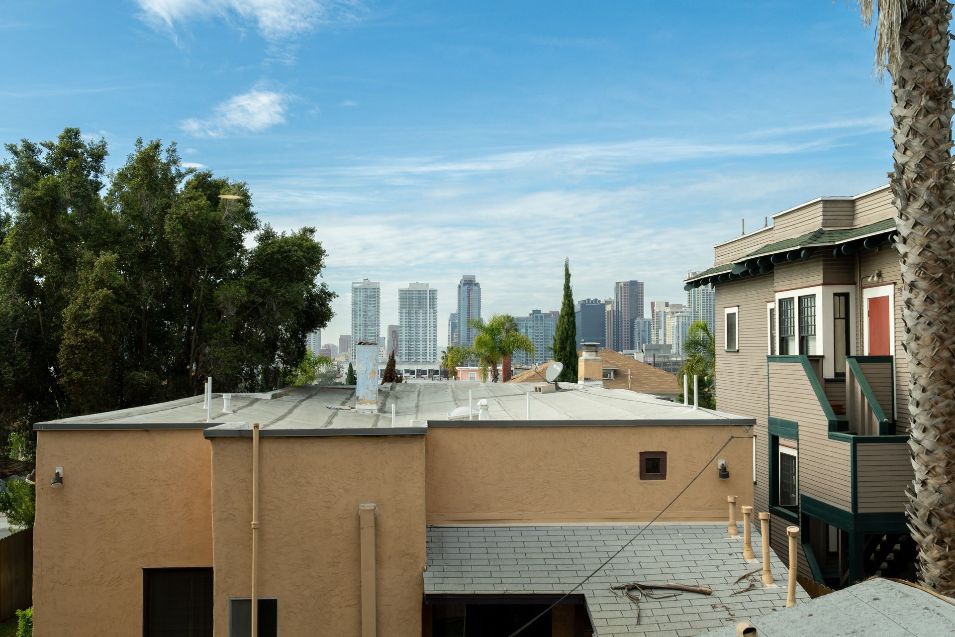 A view of a city from the roof of a building