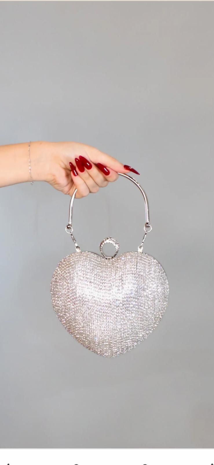 The heart purse-silver-red
