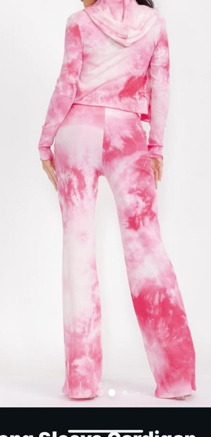Women's long sleeve cardigan 3 piece set- pink