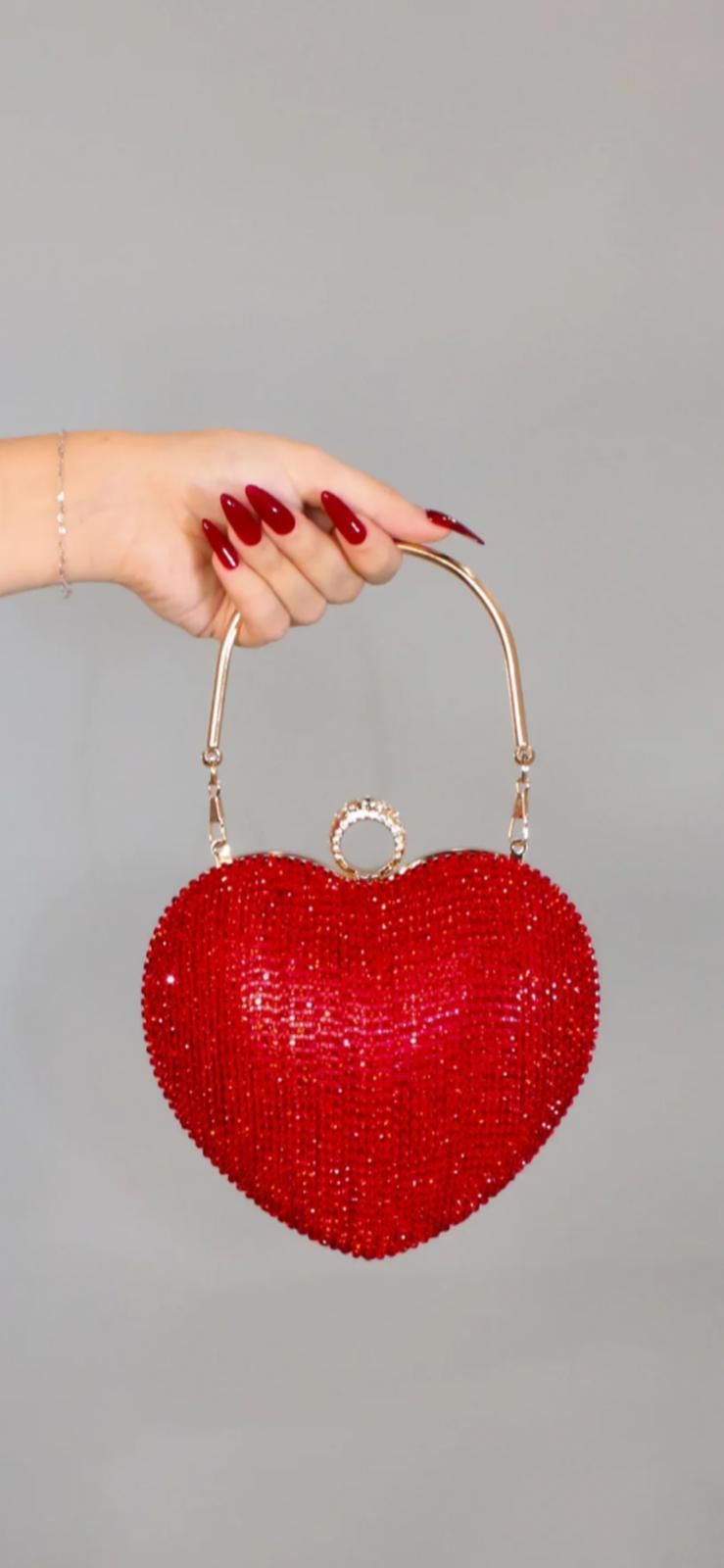 The heart purse-silver-red